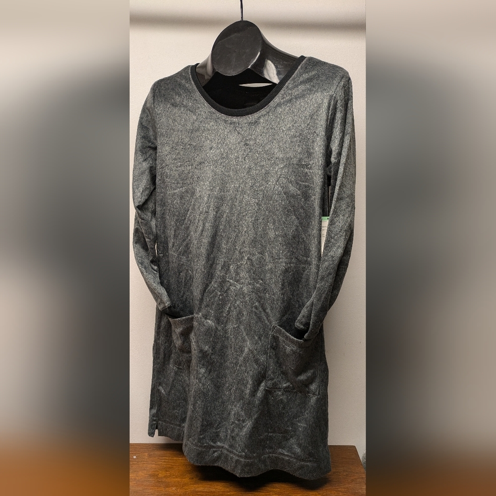 Medium Warm Cozy Covington Grey Mink Knit fleece sleep shirt, pockets SOFT